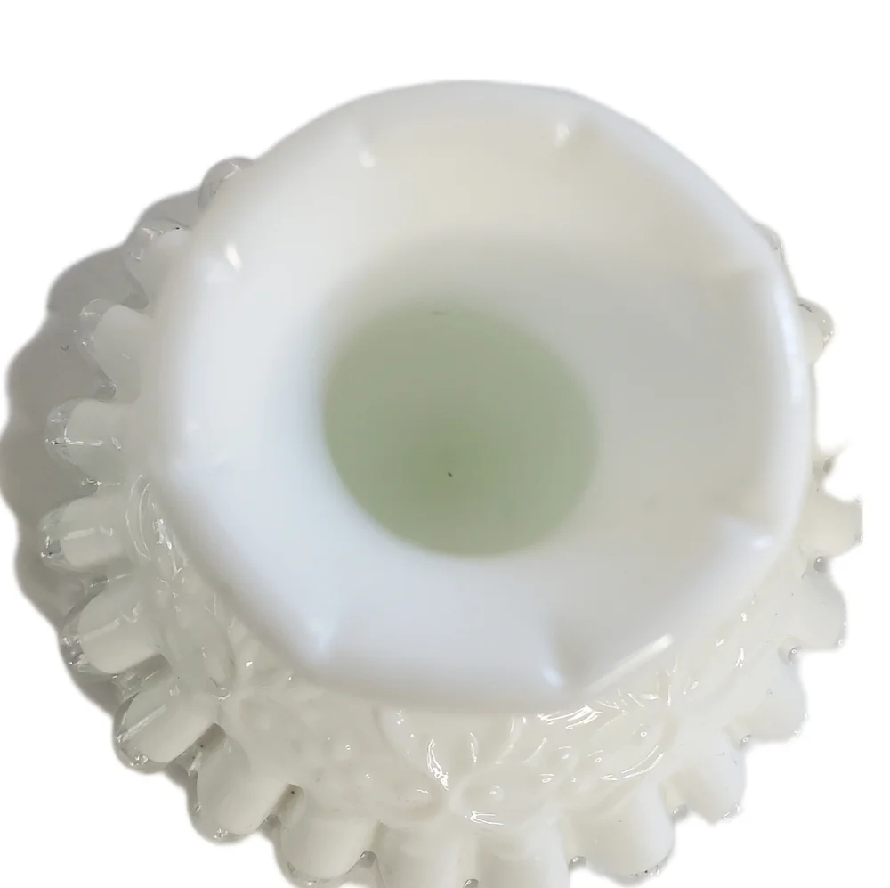 Fenton Elegant Vintage White Milk Glass Candle Holders with Ruffled Edge